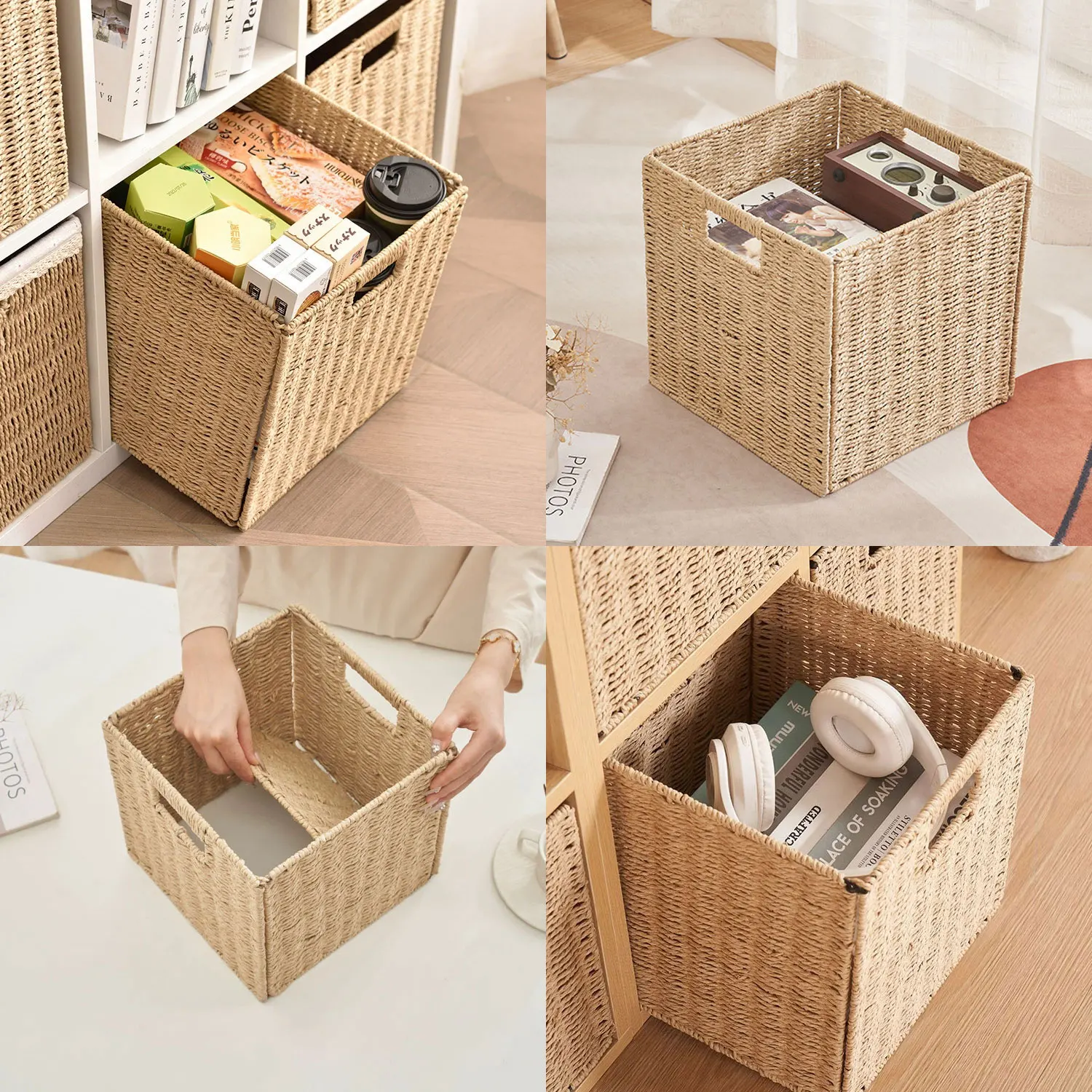 Imitations-Rattan-Aufbewahrungskorb, Faltbarer Einfacher Wäschekorb für Schmutzwäsche und Unterwäsche, Unterwäsche-Aufbewahrungskorb