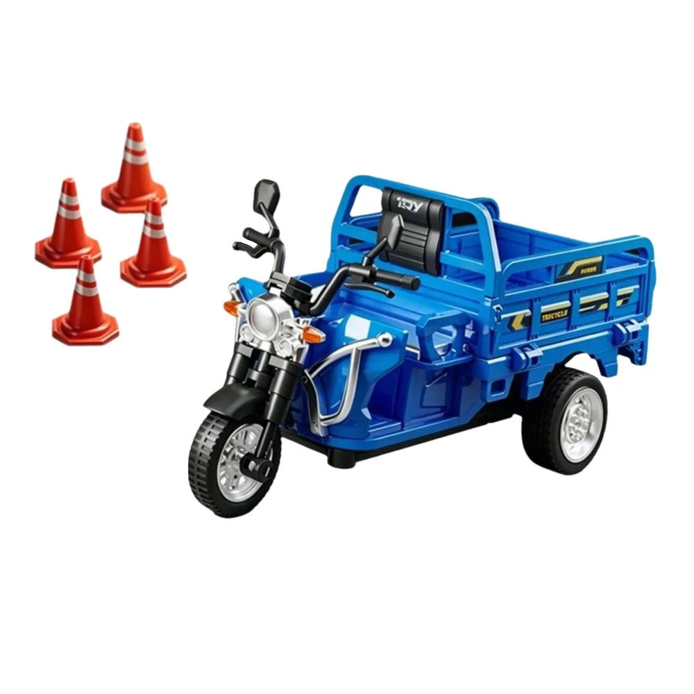 

Plastic Simulation Tricycle Toy Openable Seat Inertia Driving Inertia Tricycle Model Steerable Front Pull Back Truck Kids Toys