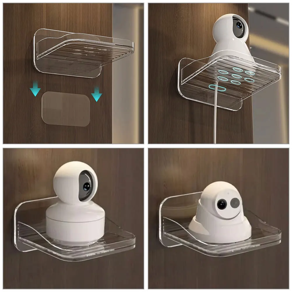 

2Pcs No Drill Wall Mounted Camera Shelf Durable Multifunctional Design for Living Room Entryway Security Cameras Mini Speakers
