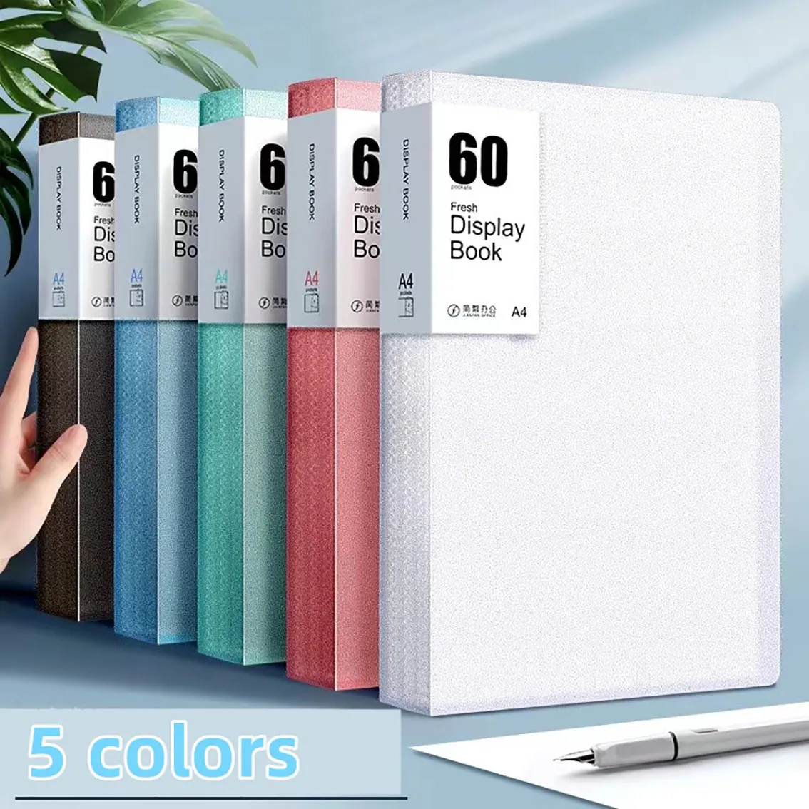 แฟ้มเก็บของขนาด A4 60 หน้า - ทนทานและทันสมัยพร้อมแผงมุมมองที่ชัดเจน - Morandi Color Collection - ประหยัดพื้นที่