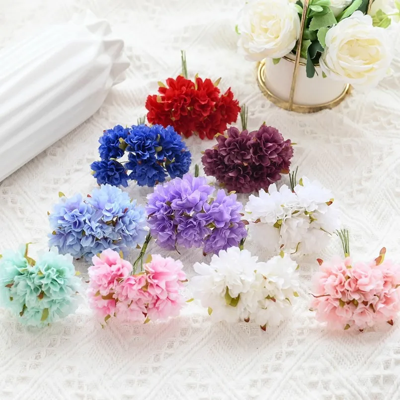 

18pcs Artificial Flowers Silk Carnation Christmas Home garden arch Wedding bridal bouquet Wreaths Diy Gift Festival Decorations