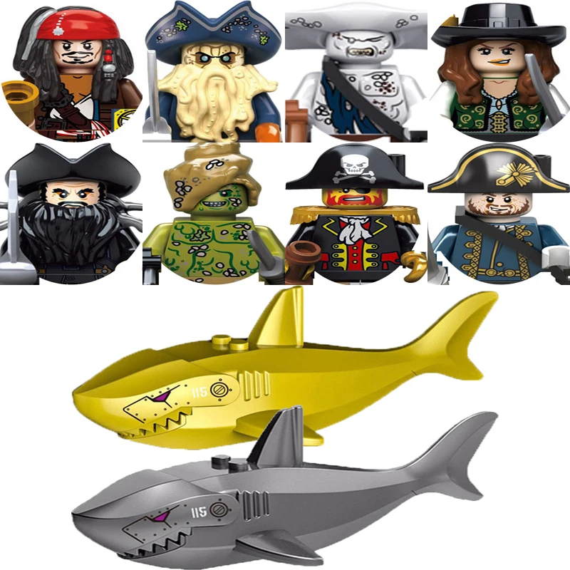 Factory Outlet!!! Ghost Zombie Sharks Captain Pirates The Caribbean Jack Sparrow Syrena Building Block Toys Bricks Gift For Kids