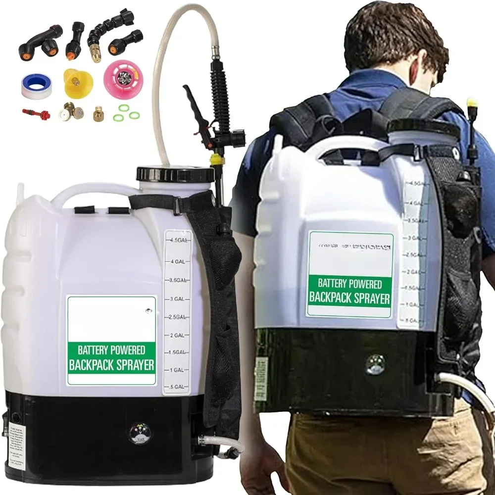 

Backpack Spray, 4-Gallon Battery Powered Wide Mouth Spray, with Steel Bar and Brass Nozzle, Including Battery, Spray