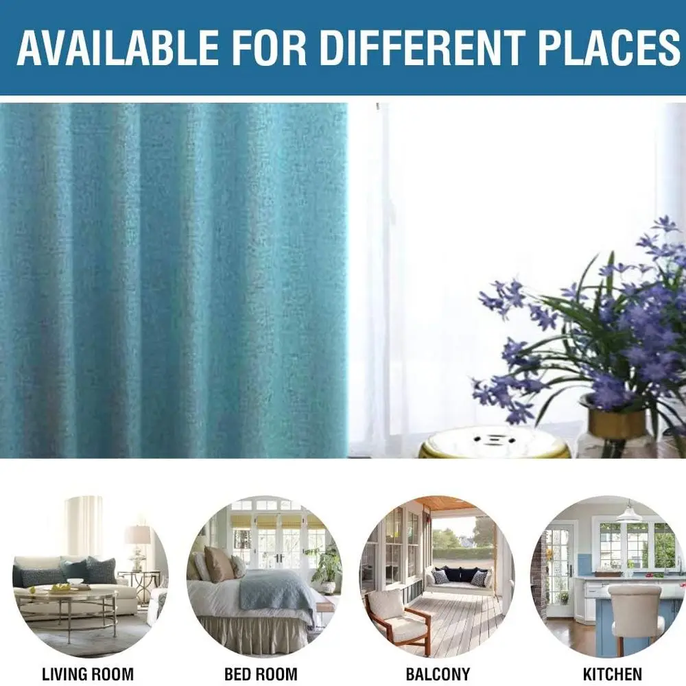 ستائر مكونة من 108 ستائر من الكتان باللون الأزرق المخضر، معتمة بنسبة 100%، مجموعة مكونة من لوحتين لغرفة النوم وغرفة المعيشة