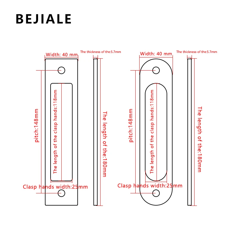 BEJIALE maniglia per porta scorrevole Push-Pull maniglia senza foro porta del fienile porta in vetro cucina balcone maniglia per porta 3M maniglia