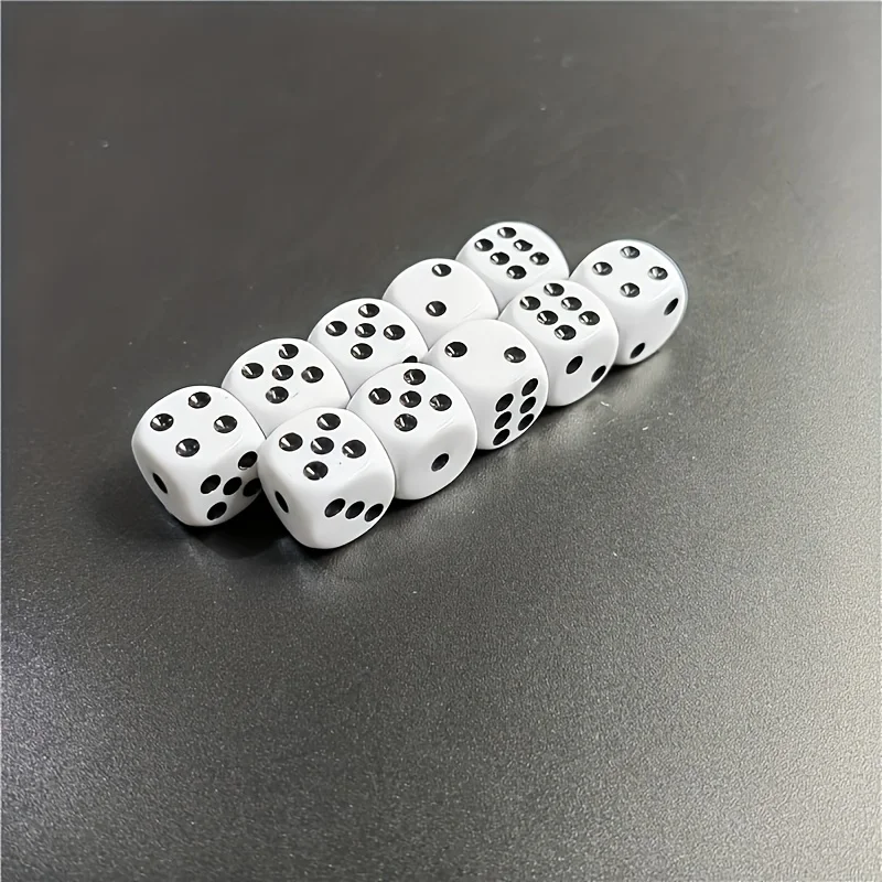 10pcs D6 Dice Set, 14mm White Black Dot Dice, Club And Party Game Dice Set, Table Game Dice, Board Game Dice, Perfect Gift