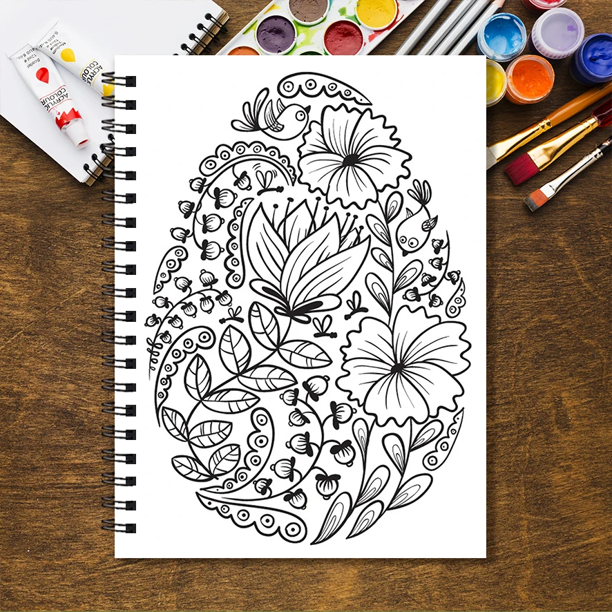 Pretty Easter Eggs Adult Coloring Book - 8.3x 11.2 Inch 32 Page Coloring Book - Helps Reduce Stress and Ease Emotions