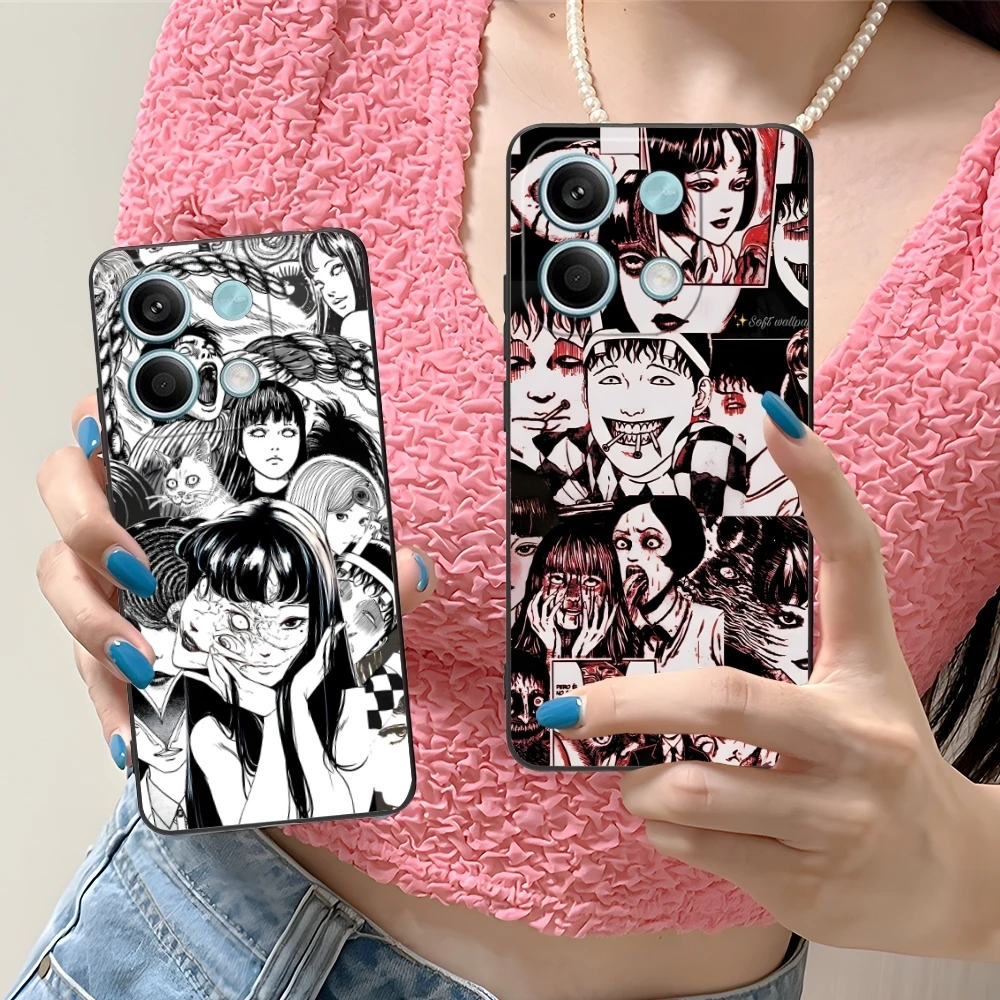 Junji Souichi Painting Mobile Cell Phone Case for Xiaomi Redmi Note 13 12 11 10 9 8 7 6 S A Pro Lite Plus 5G Black Cover Shell