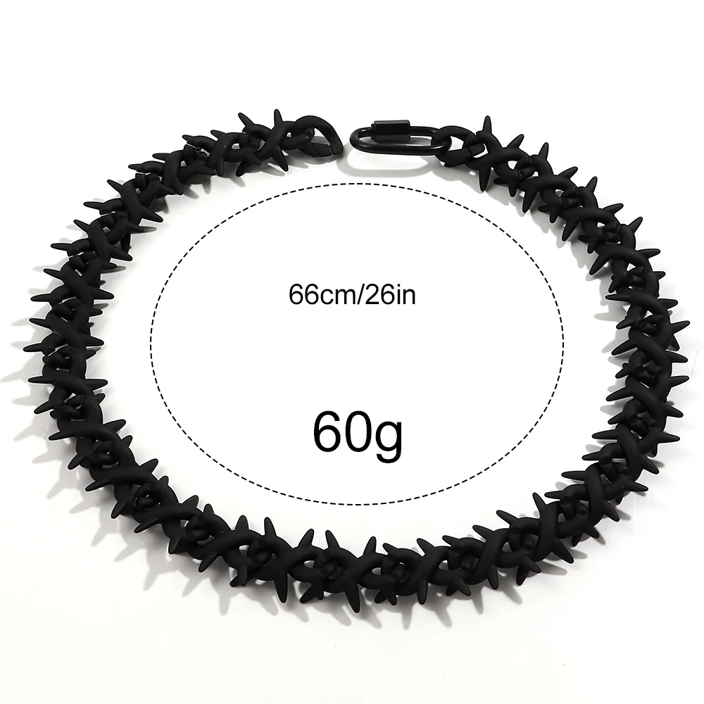 New Punk Spikes Thorn Infinity Chain Choker Necklaces for Men Women HipHop Iridescent Clear Geometric Chain Collar Jewelry Gifts