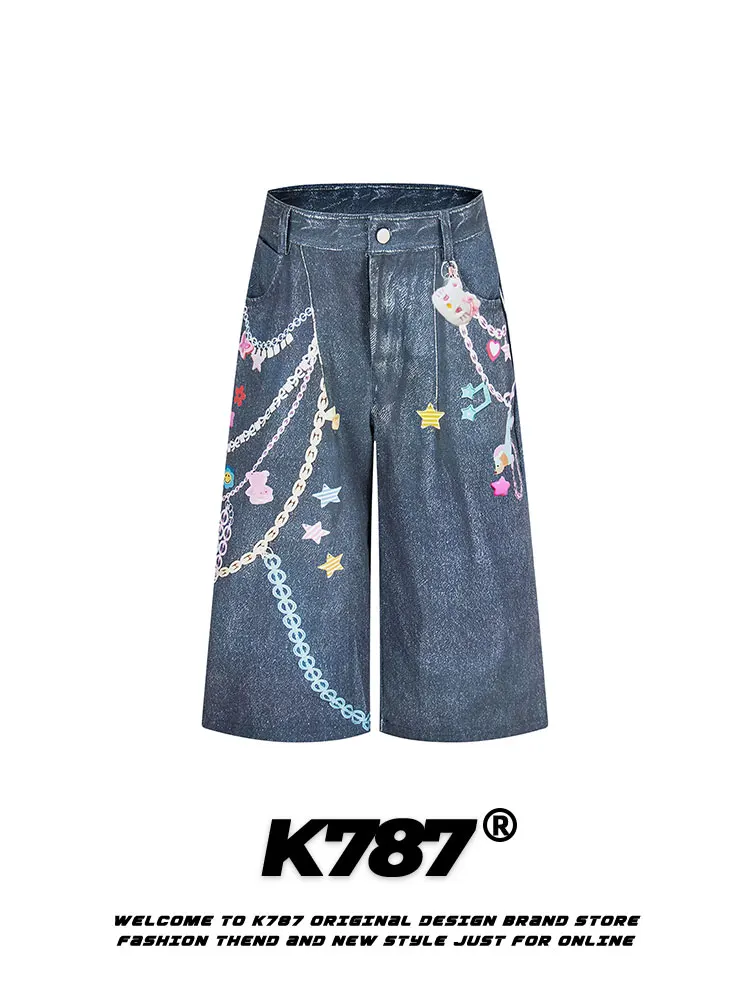 

Джинсы K787 в американском ретро-стиле, повседневные, широкие, с высокой талией, из хлопка, молодежные, летние, свободного прямого кроя