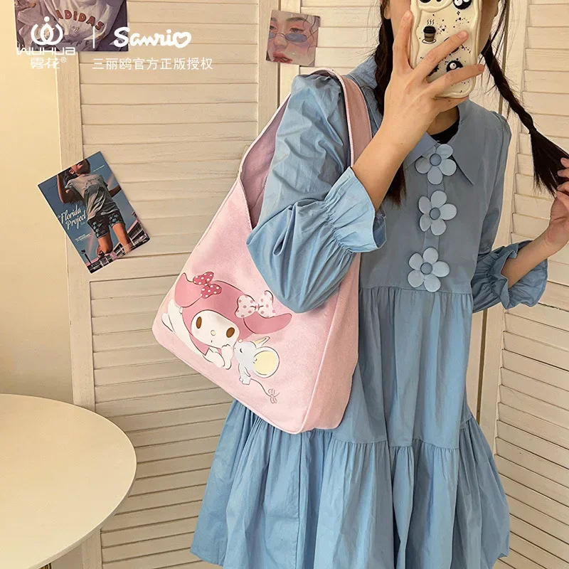 La nuova borsa di tela Coulomi di Sanrio melody cartoon stampato una spalla borse ad alto volume