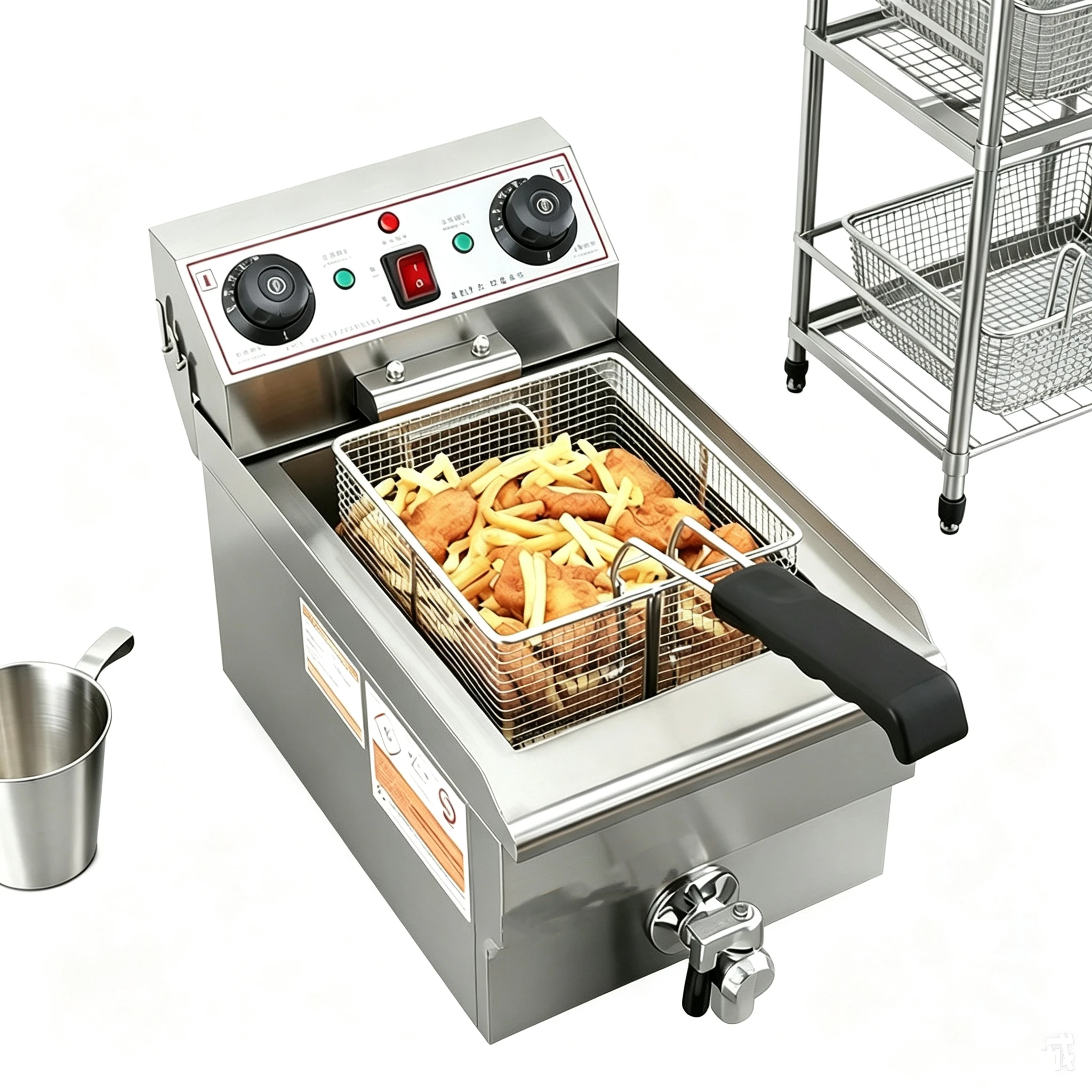 CPVKRY Hot Sell Commercial Stainless Steel 220V Electric Tank Fryer Fried Chicken Chips Equipment