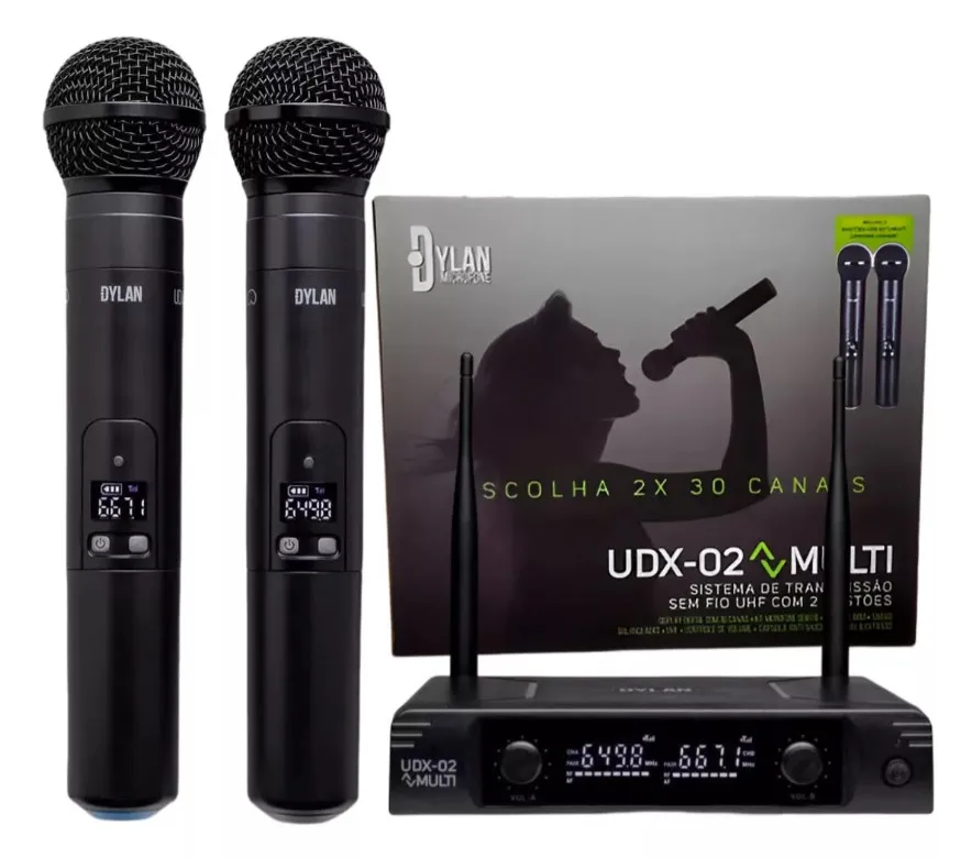 Dual Wireless Microphone Dylan Udx-02 Black Frequency Black