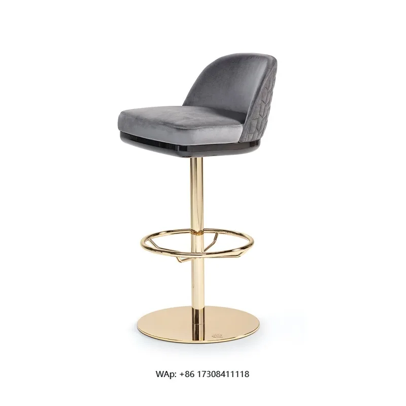 

Modern Design Stool High Chair Velvet Metal Base Bar Stool Luxury Restaurant Set