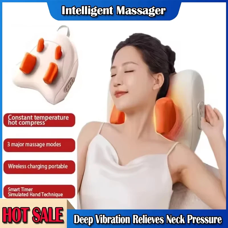 Trapezius Electric Massage Pillow Wireless Car And Home Massager Heating Waist Neck Leg Cervical Shiatsu Kneading
