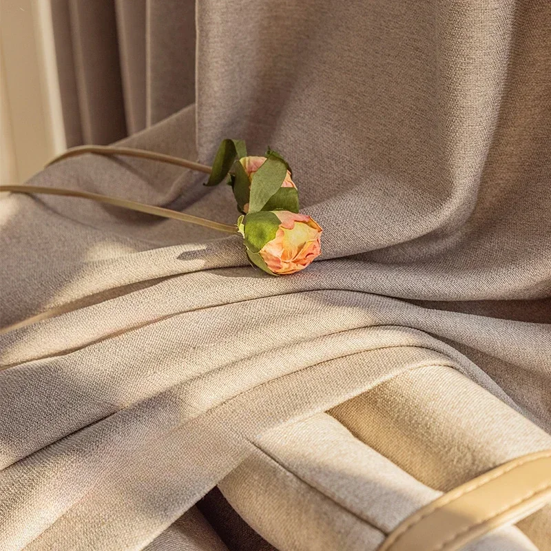 

Custom Size Curtains Milk Apricot Color Blackout Plain Finished Curtains Bedroom Living Room Natural Style Window Decor Tulle