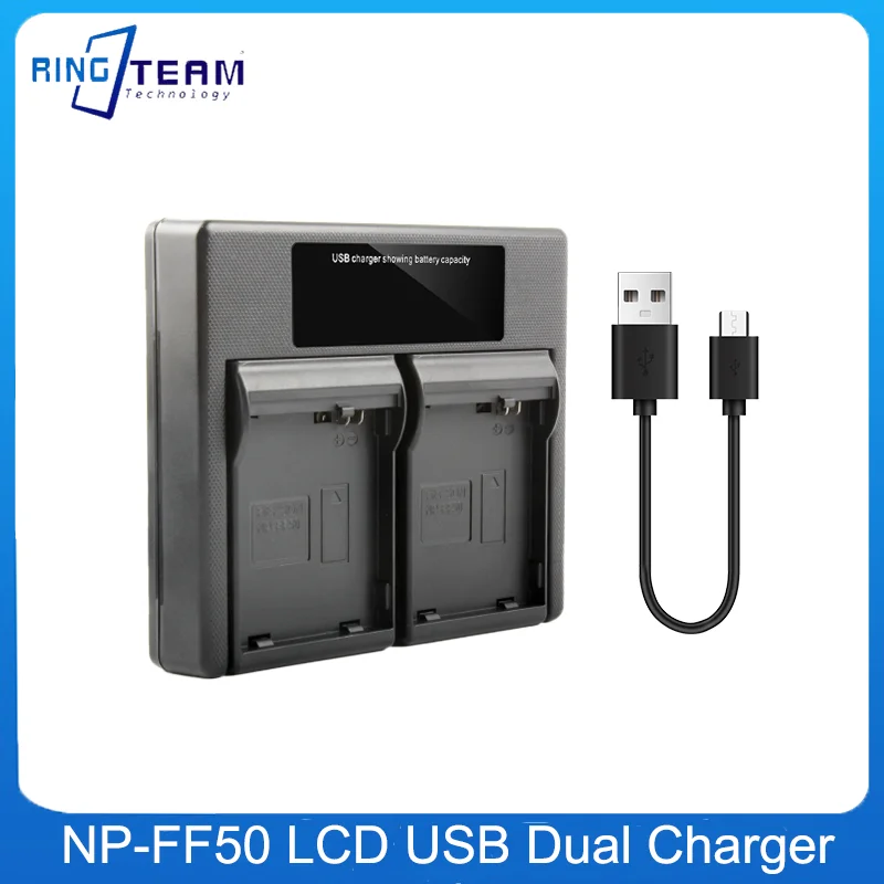 NP-FF50 NP FF50 LCD USB Dual Battery Charger for Sony DCR-HC1000 HC1000E DCR-IP1 IP1E IP1K DCR-IP200K DCR-IP210 NP-FF51 NP-FF71