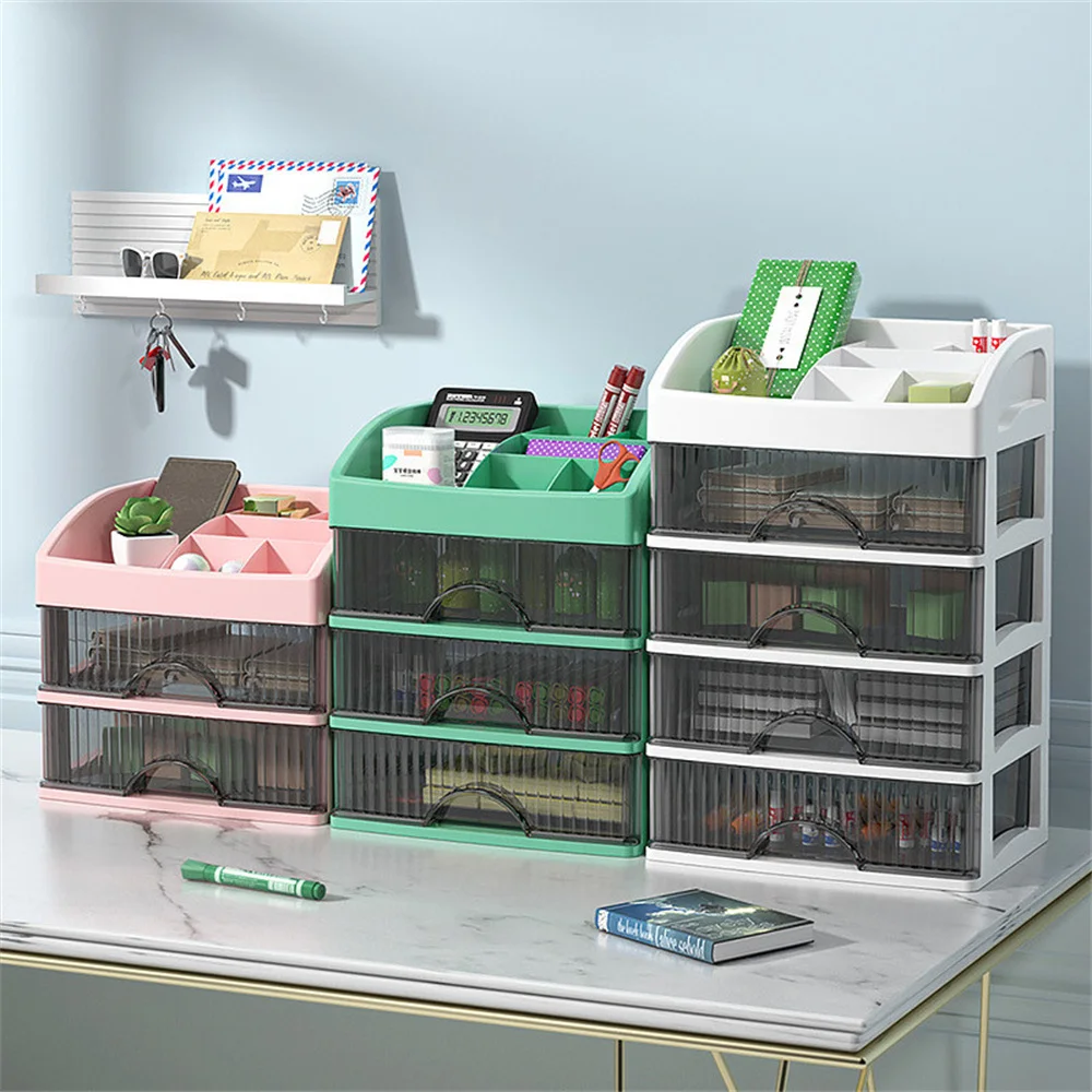 Desktop Storage Box Large Capacity Stationery Cosmetics Storage Rack Drawer Type Multi-functional Desktop Organizer