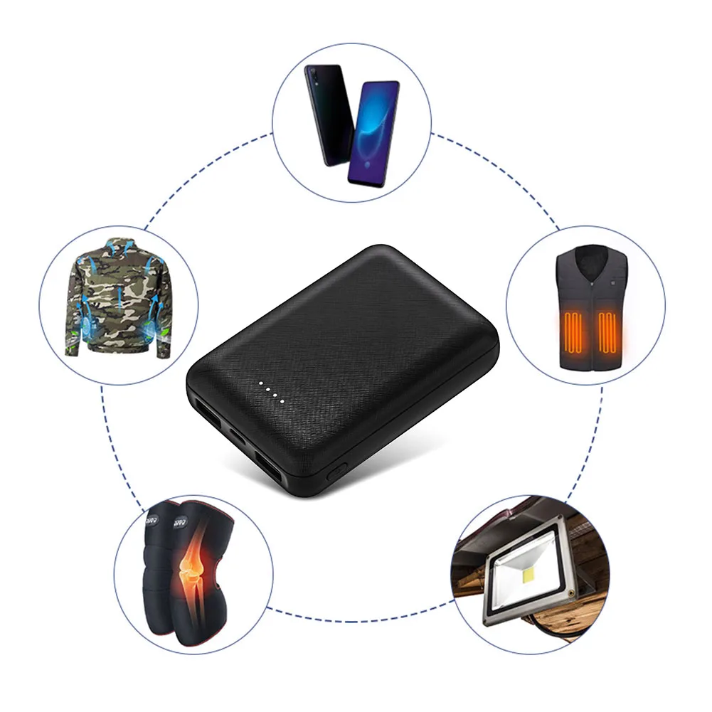 20000mAh Power Bank Portable USB Charger Fast Charging External Battery Pack For Heating Vest Jacket Scarf Socks Glove Equipment