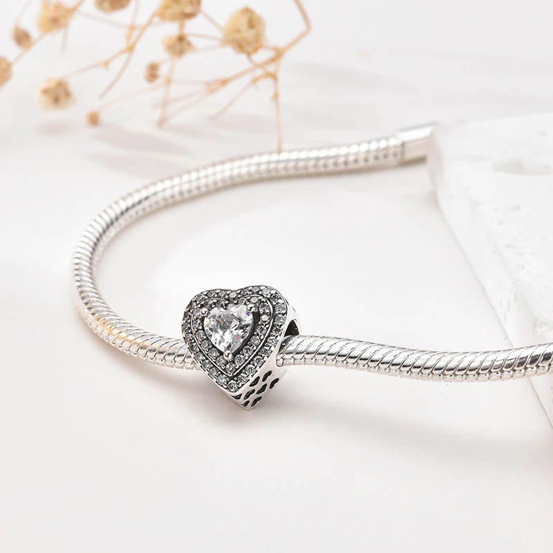 Miniso واضح البريق Pavé سحر رائعة الخرزة تناسب الأوروبية الأصلية الفضة سوار الإسورة DIY مجوهرات هدية الملحقات