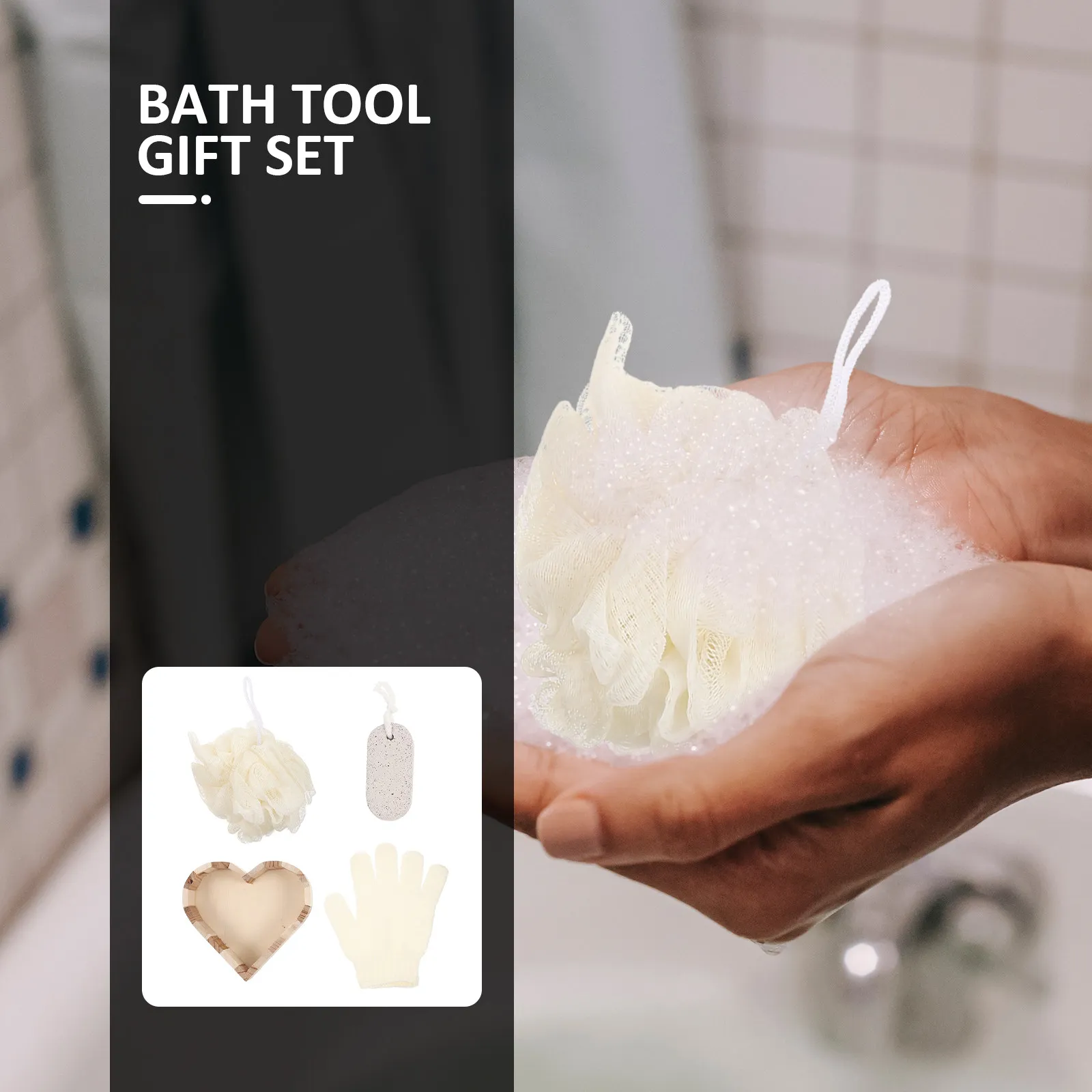 

1Set Body Exfoliating Set for Scalp Feet Back and Chest Skin Cleaning Bath Tool Kit Wood Bucket Bath Accessories Foot Scrubbing