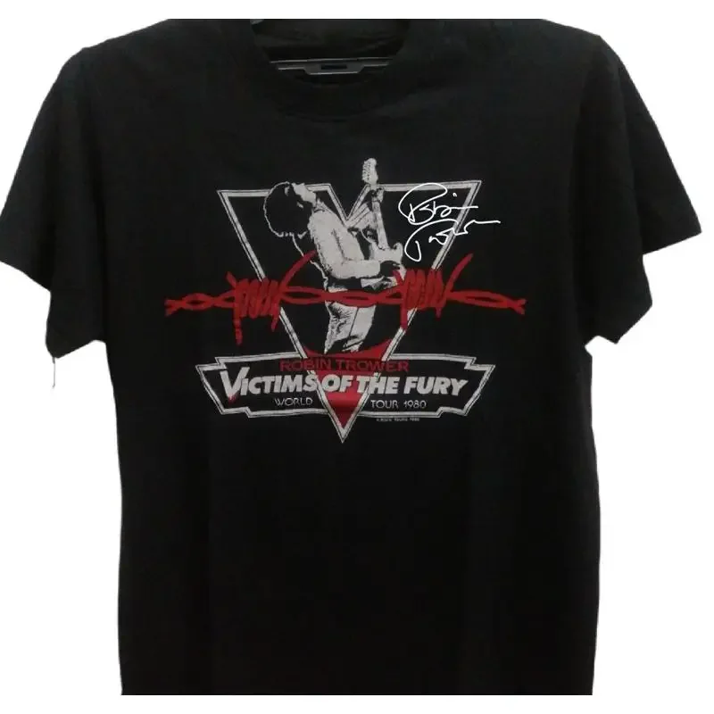 1 side on front ROBIN TROWER VICTIMS OF THE FURY TOUR T Shirt Black S 5XL