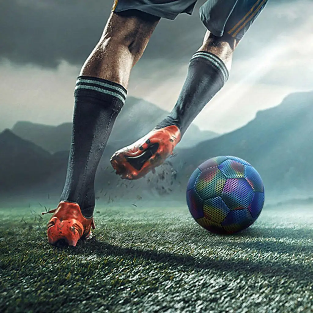 

Holographic Glowing Reflective Soccer Ball Size 4/5 for Kids Adult Football