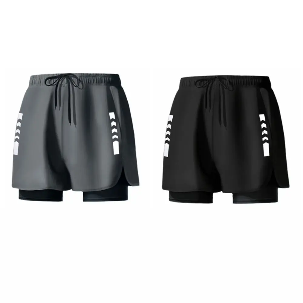 Dubbellaagse zwembroek Shorts Korte broek Anti-glare Heren Sporttrainingsshort Sneldrogende surfbroek