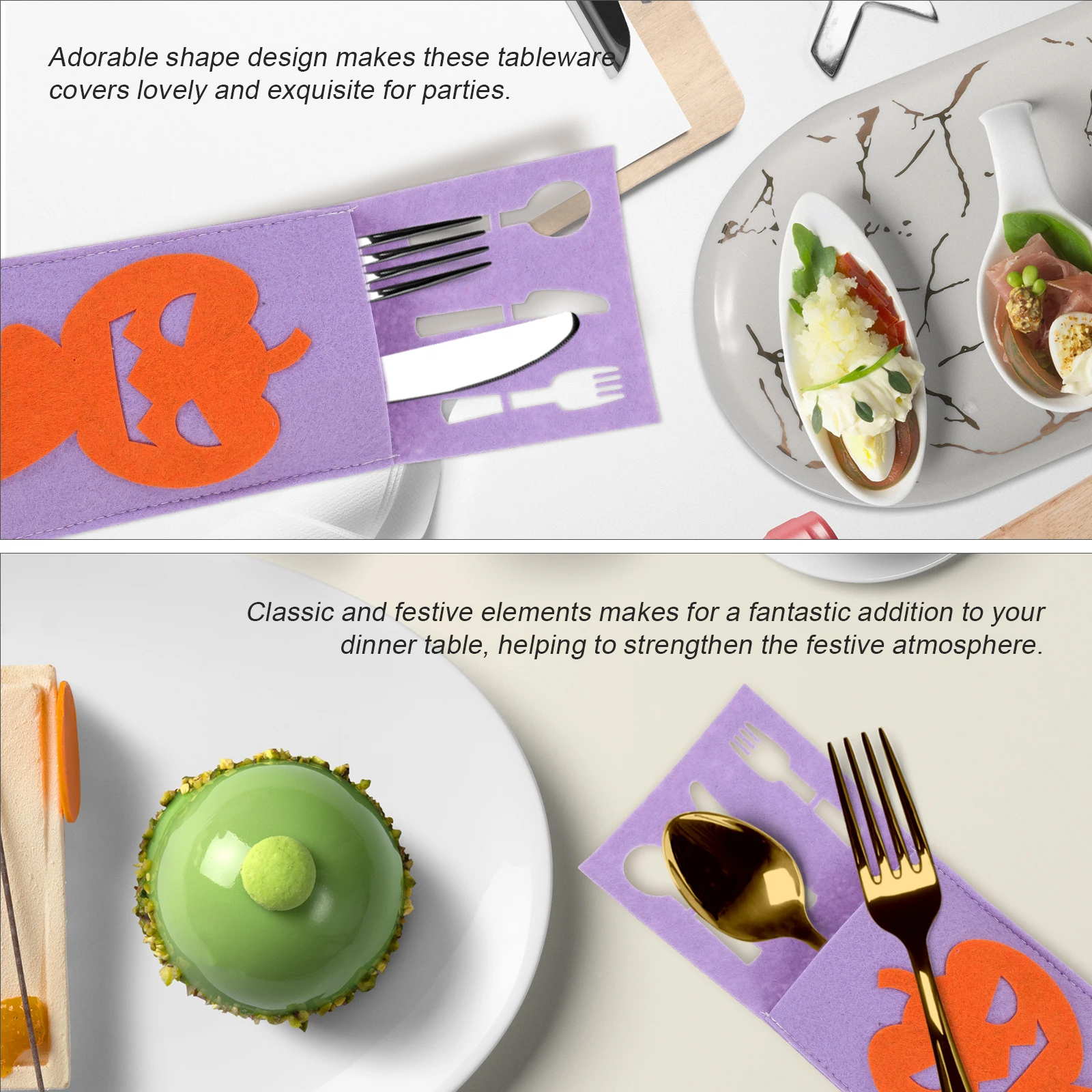 

4 Pcs Pumpkin Knife and Fork Bag Cutlery Holder Serving Utensils Storage Silverware Party Felt Cloth Pouch