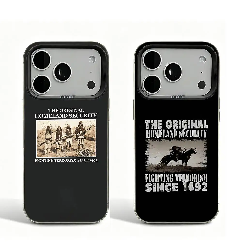 Fighting Terrorism Since 1492 Black Matte Large Camera Hole Case For iPhone 17 16 15 14 13 12 11 Pro Max Bumper Cover