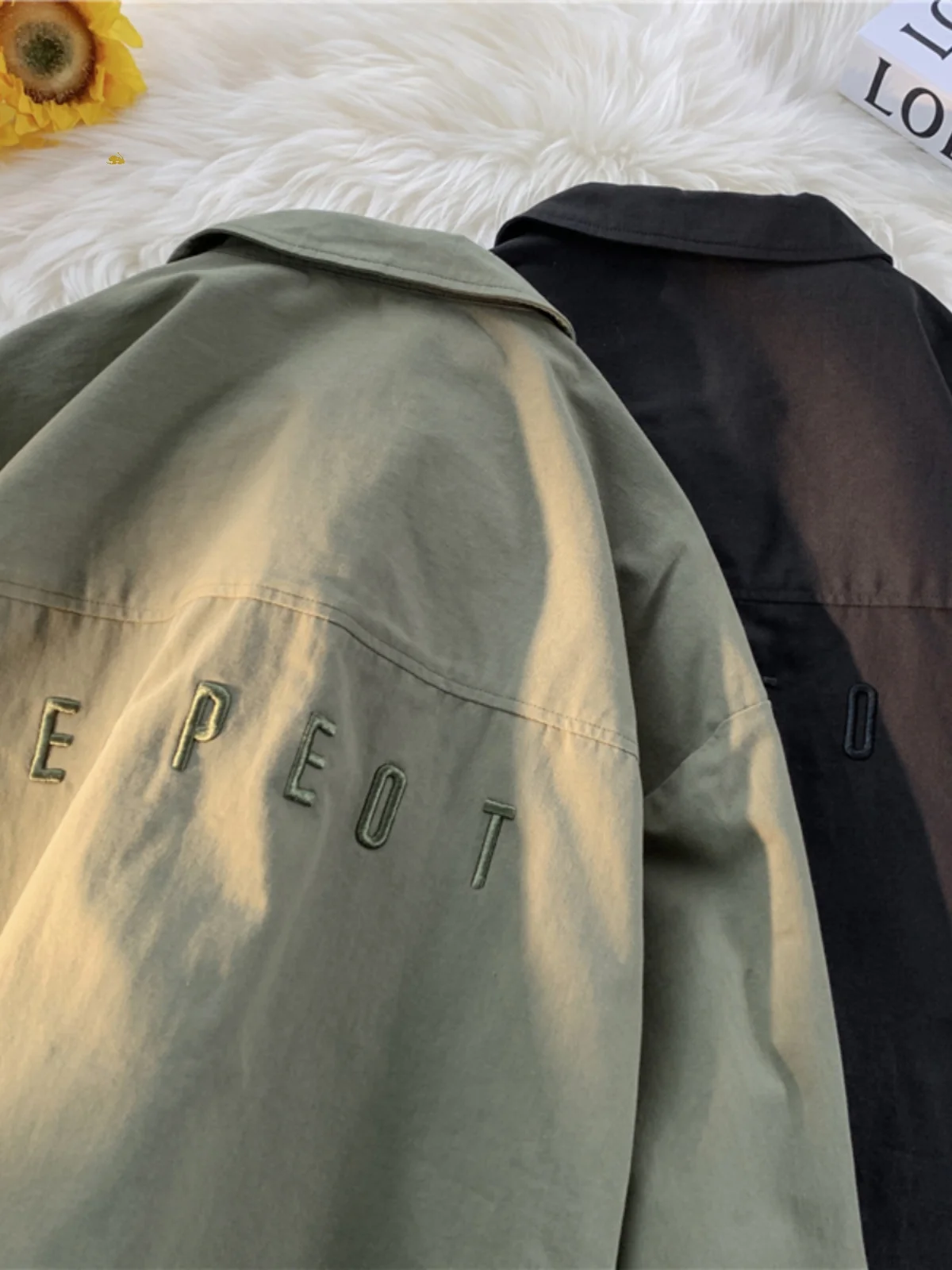 

Long Sve Cotton Casual irt Men's Spring Autumn Retro Japanese Sle Pure Cotton Men's High End Cool Looking Jaet