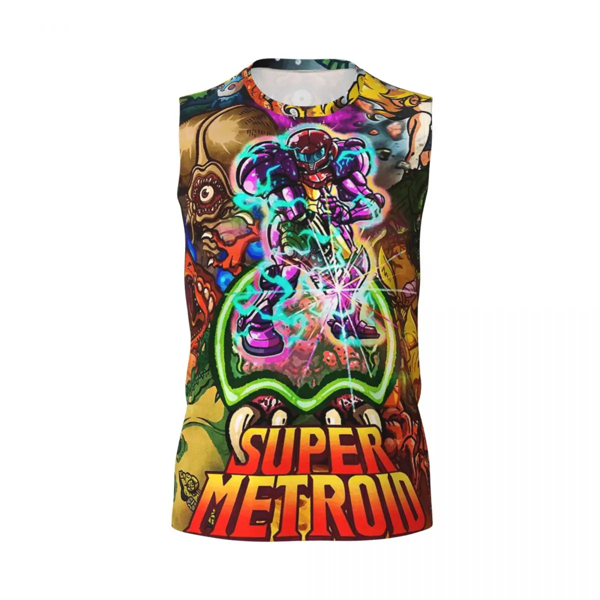 Super Metroid Large Game Men Printed Sleeveless T-shirt Casual Hip Hop Street Style Beach Holiday Tank Tops