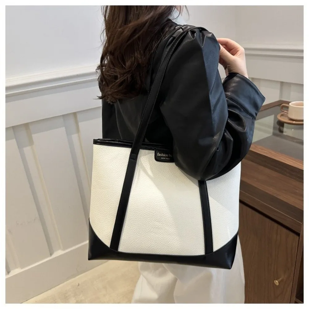 

Casual Large Capacity PU Tote Bag Handbag Portable Women Shoulder Bag Waterproof Korean Style Ladies Commute Bag Office Worker