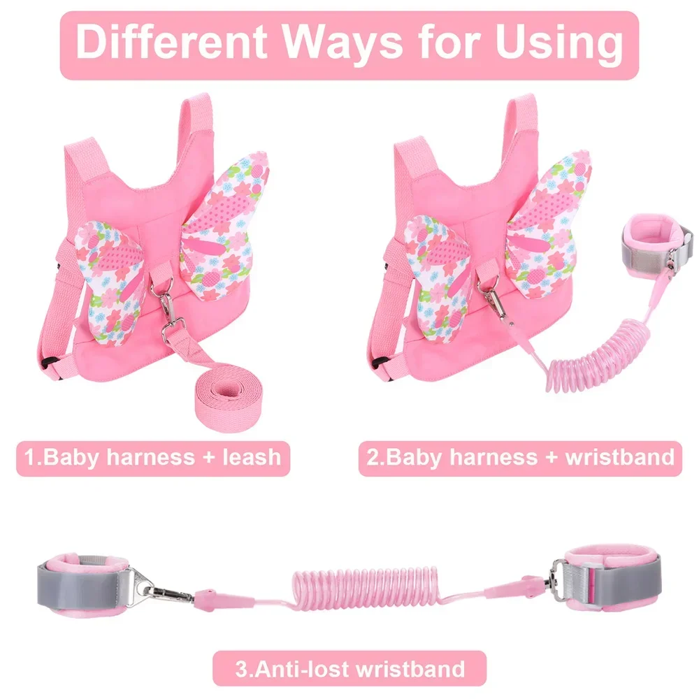 Toddlers Leash Anti Lost Wrist Link Child Kids Safety Harness Kids Walking Wristband Assistant Strap Belt for Girl Pink Gift