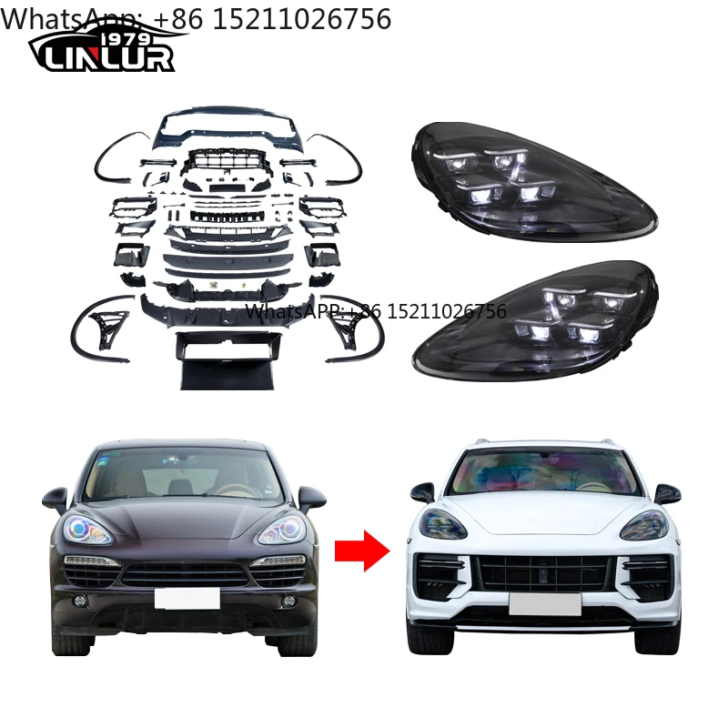 

[1979LL] Car Bodykit 2011-2014 958 & 958.1 Front Bumper Upgrade to 2024 2025 Turbo GT Style Body Kit for Porsche Cayenne 958