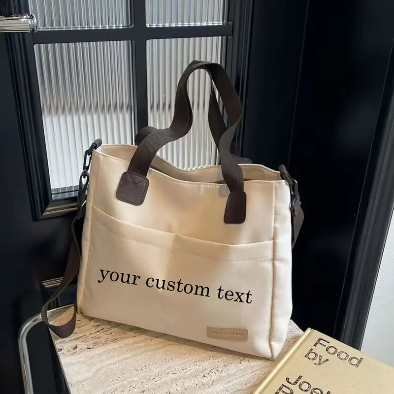 1 piece custom personalized tote bag, thickened commuter tote bag, casual and artistic style, simple shoulder and crossbody bag for students, holiday gift, custom gift for family and friends, wedding favor