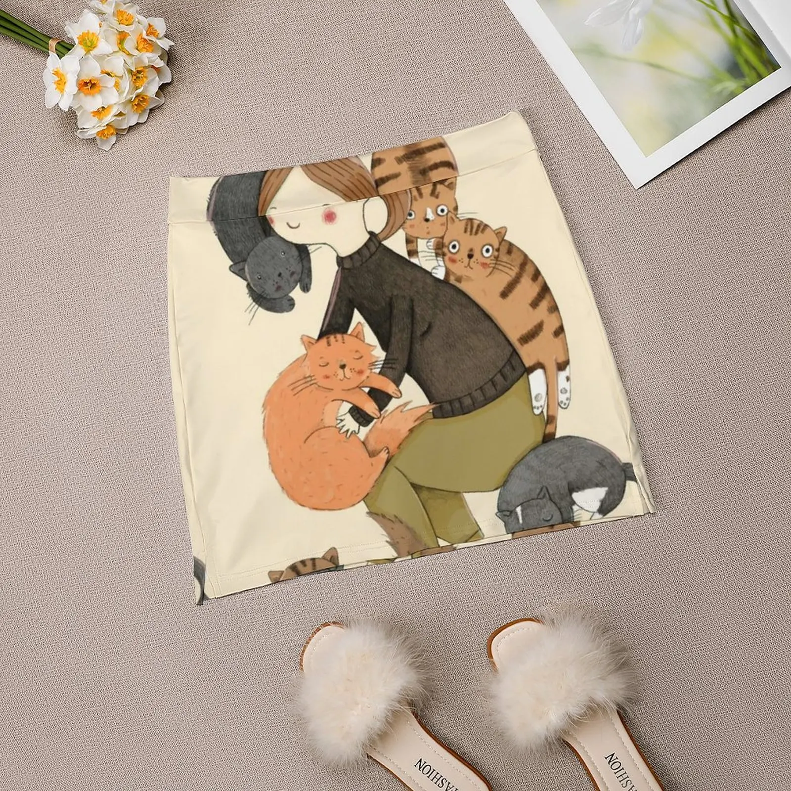 Rok Wanita Cinta Kucing dengan Rok Tenis Saku Tersembunyi Rok Golf Rok Bulu Tangkis Rok Lari Kucing Peliharaan Teman Kucing Ibu Kucing