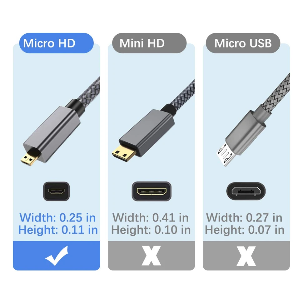 4K Micro HDMI-kompatibel zu HDMI-kompatibles Kabel für GoPro Hero Raspberry Pi 4 Sony A6000 Nikon Yoga 3 Kamera Micro HD zu HDTV – Detail 1