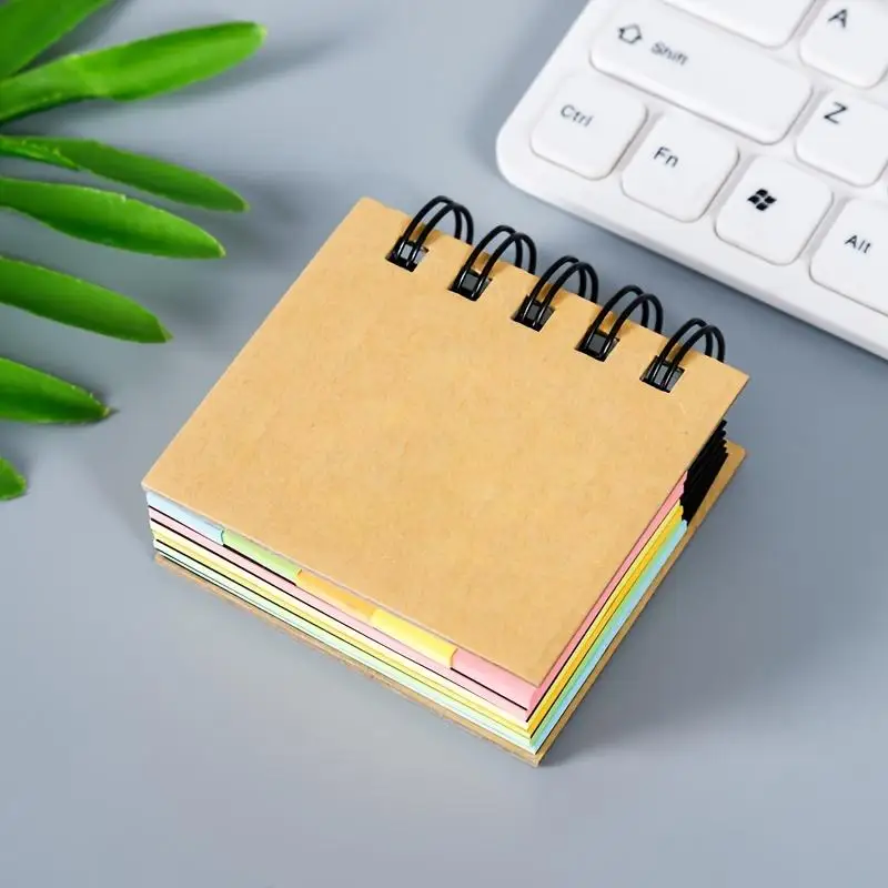 5 Different Colors Total 250 Sheets Portable Combination Sticky Notes Spiral Notebook Self-Adhesive Notes Spiral Bound