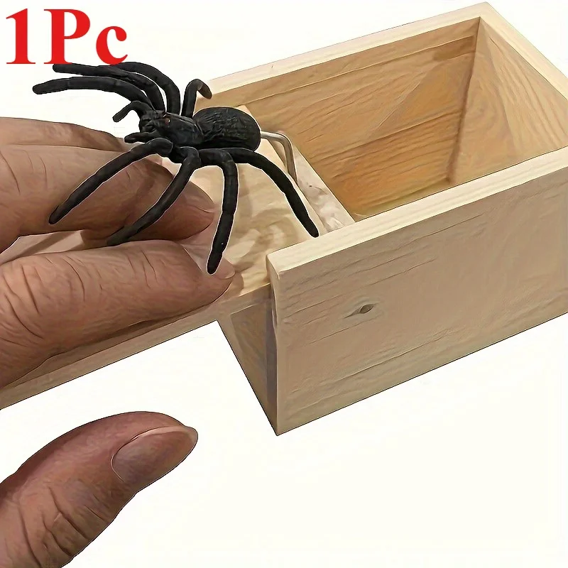 صندوق عنكبوت القفز الواقعي مع عناكب وهمية محملة بزنبرك فخ رواية مزحة ألعاب ترفيهية للحفلات الهالوين هدايا عيد الميلاد #1