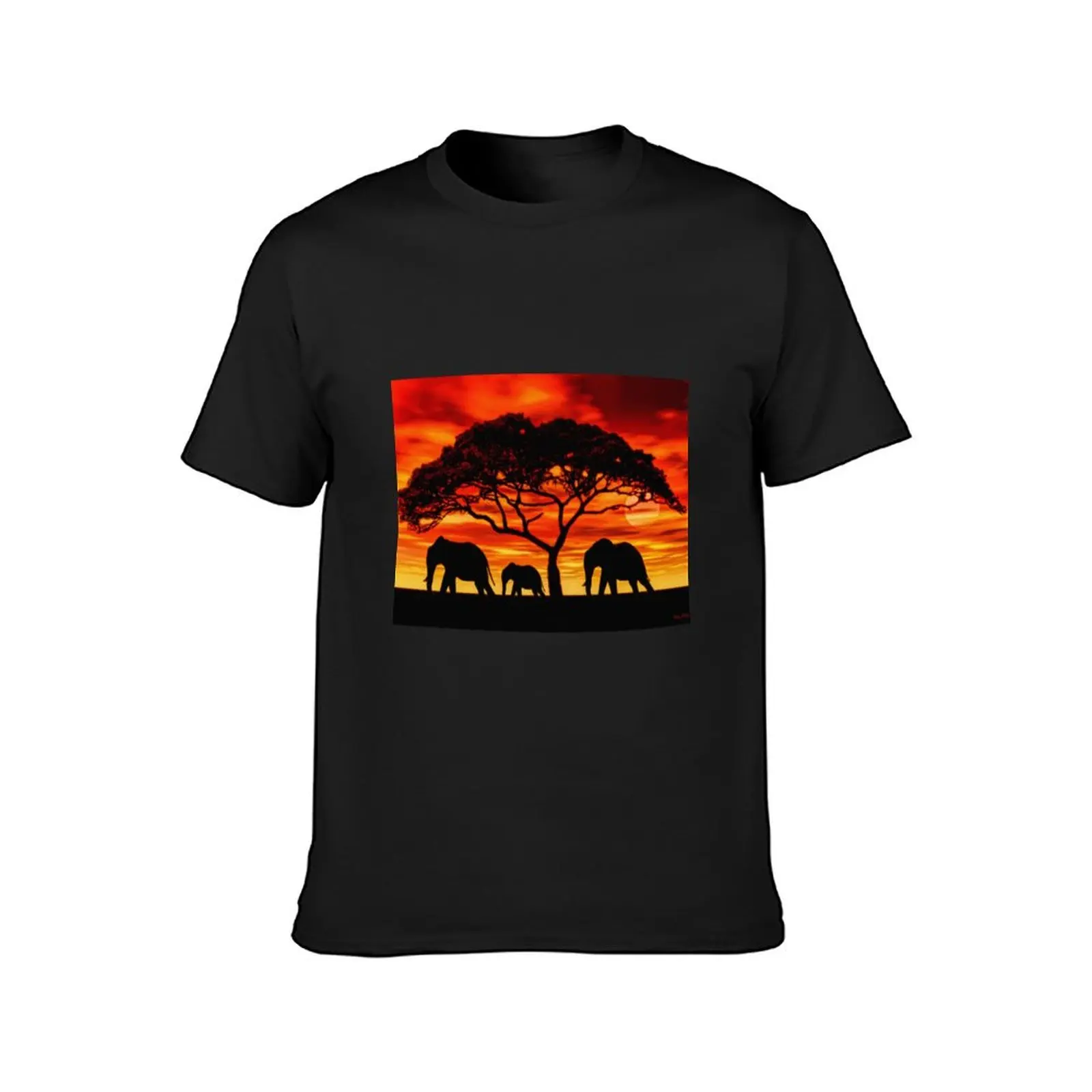 Acacia Elephant Sunset T-Shirt vintage blanks Aesthetic clothing t shirts men