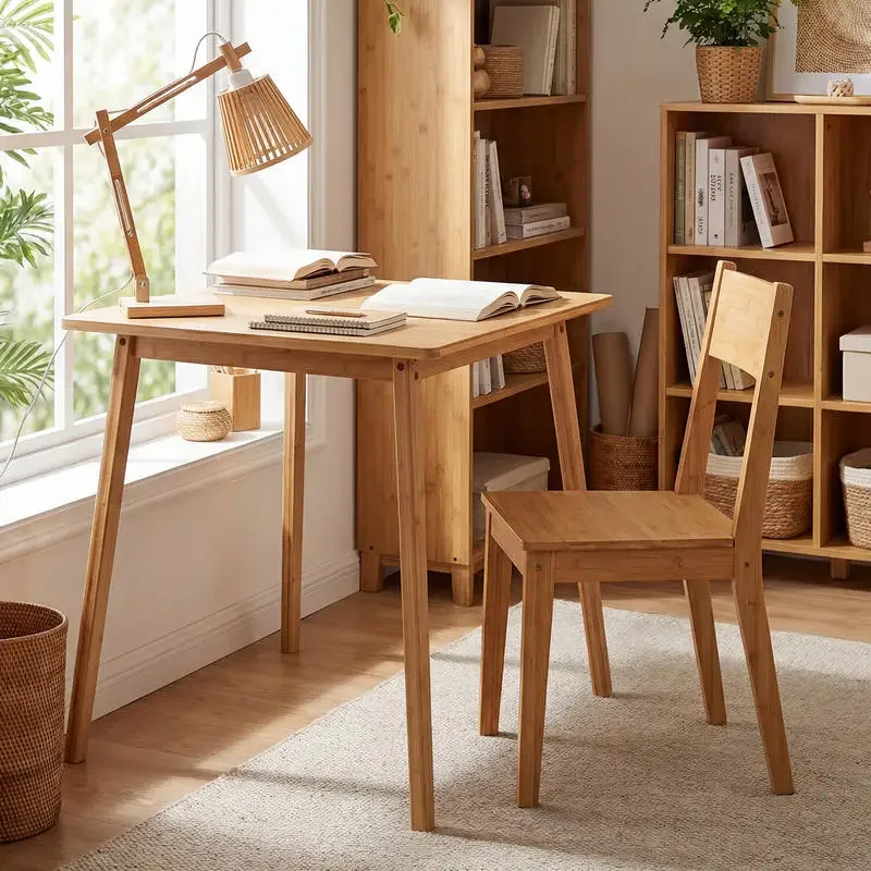 

27.5 Inch Square Bamboo Dining Table for 2-4 People-Natural