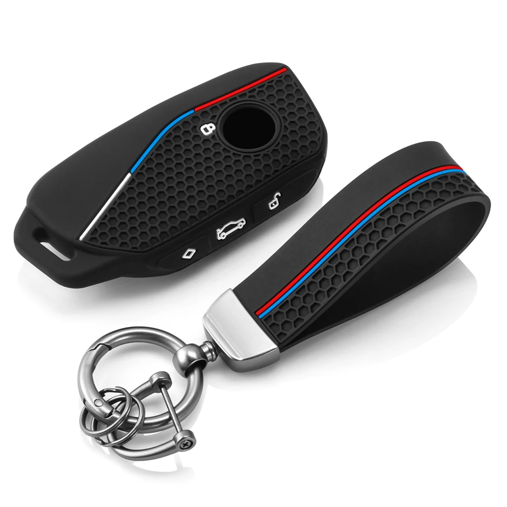 Silicone Car Key Fob Ring Chain Cover Case For BMW 530i 540i 550e 750e 740i 760i X1 X2 X5 X6 X7 M5 iX1 iX2 iX XM i5 i7 2024 2025