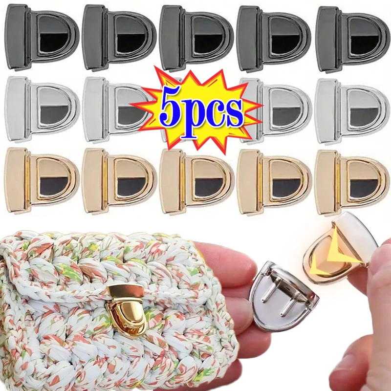 5Pcs Bag Lock Gold Silver Metal Clasp Catch Buckles for Handbags Shoulder Closures Snap Making DIY Purse Case Tote Accessories