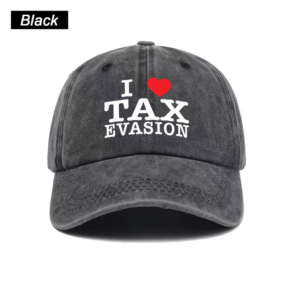 Vintage Washed Baseball Cap Tax Evasion Humor Meme Design Print Graphic Unisex Streetwear Casual Trucker Style Summer Cotton Hat