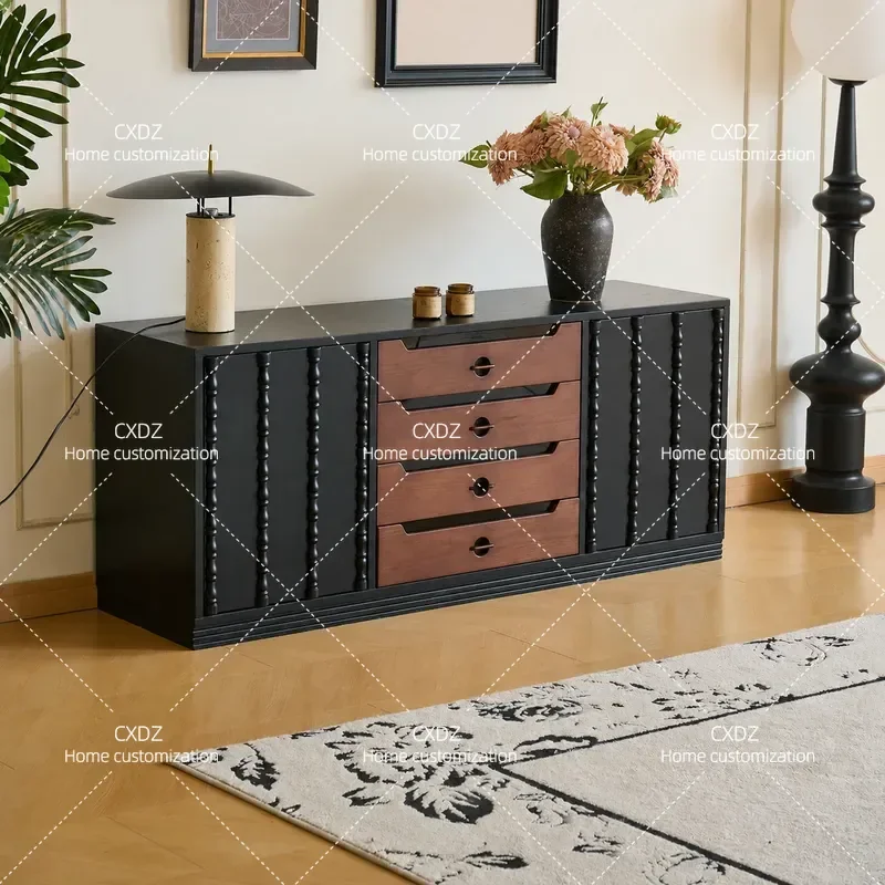 Floor to Ceiling Button Tufted TV Cabinet Integrated Wall Module Storage Unit Multifunctional Sideboard Media Console