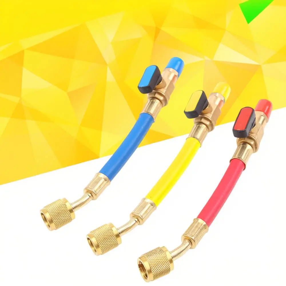 For Iniweli HVAC Manifold Gauge Charging Hose 1/4 SAE Thread Coolant Pipe With Integrated Ball Valve Automotive Tool