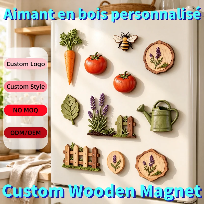 Custom Printing Wooden Refrigerator Magnet Personalized Carved Wood Souvenir Refrigerator Magnet With Name Printing Artwork Gift
