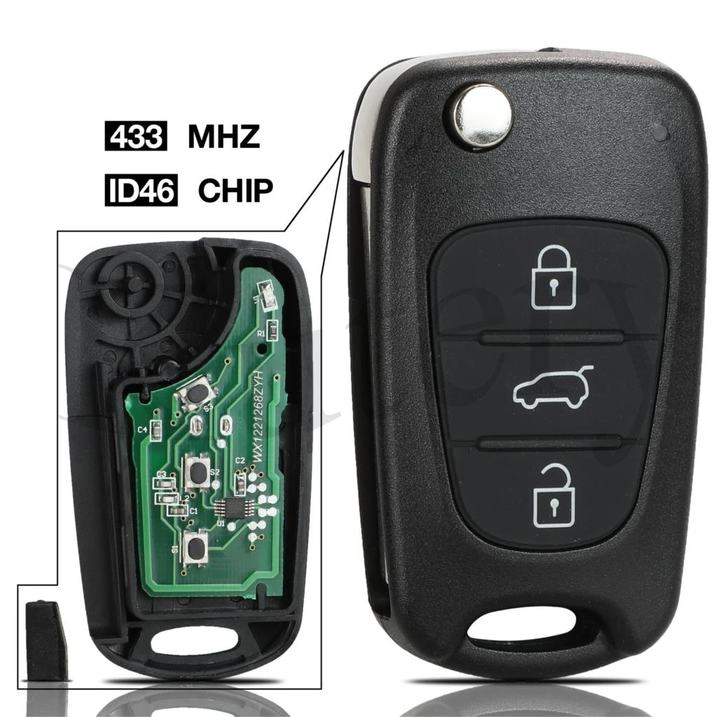 jingyuqin 3 Buttons Flip Folding 433Mhz ID46 Remote Auto Car Key for Kia Rio 3 Picanto Ceed Cerato Sportage K2 K3 K5