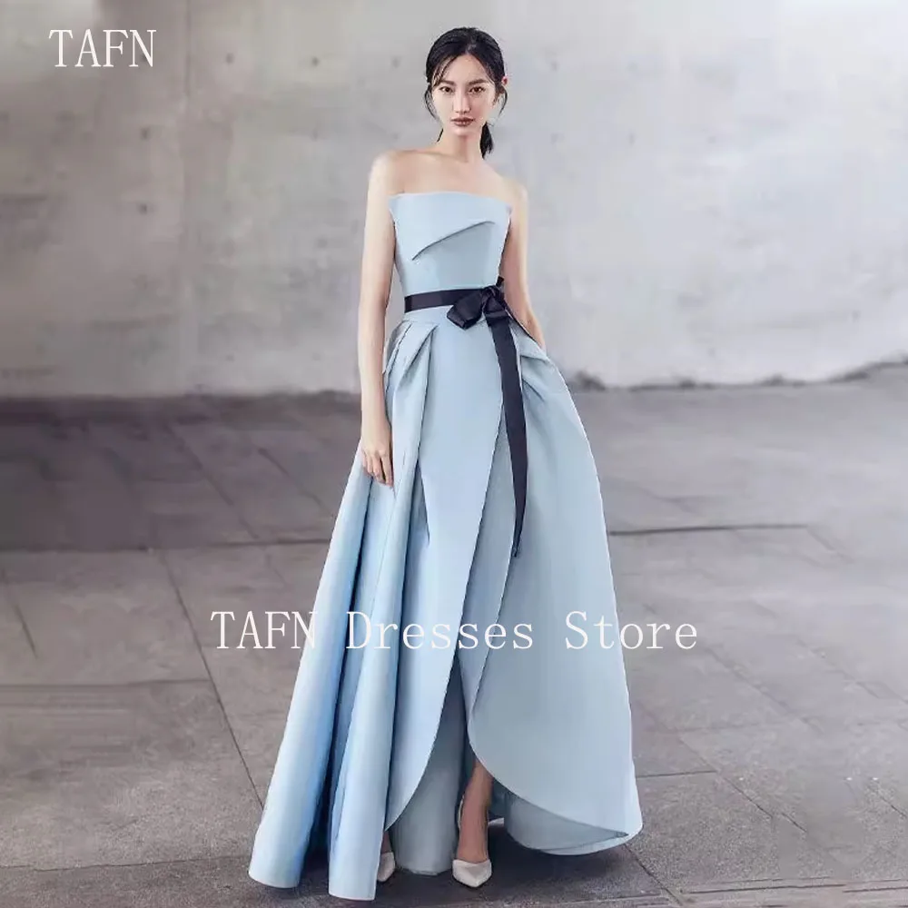 

TAFN New Summer Simple Satin Wedding Dress Temperament Elegant Princess Strapless Dress Dress Fashion Show Dress